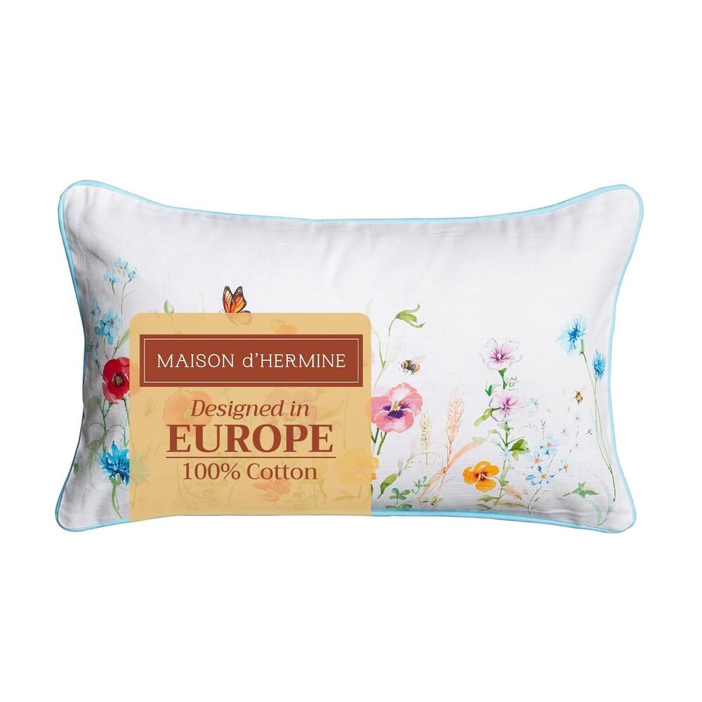 6807 Decorative Pillow Cover 100% Cotton 12"x20" Rectangular Washable